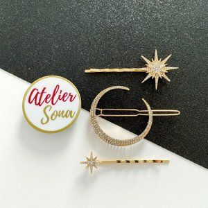 Stars and Moon Hair Clips - Set of 3